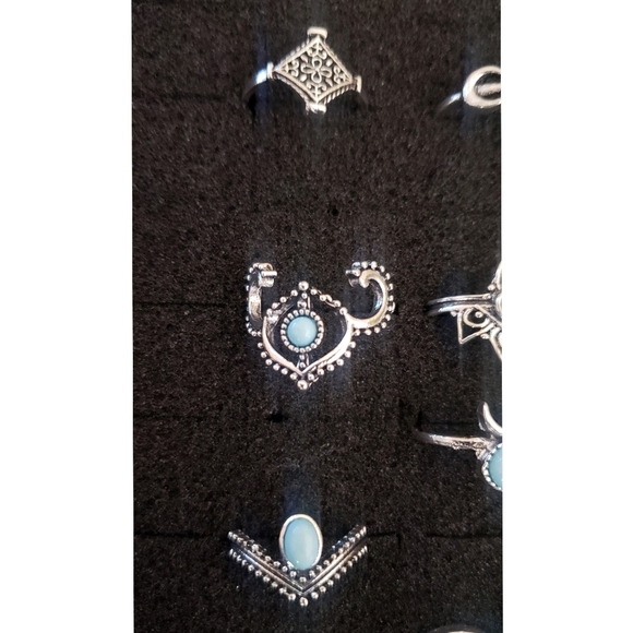 20 Pc. Silvertone Ring Necklace Lot Southwestern Aztec Boho Fashion Jewelry New - Picture 5 of 7